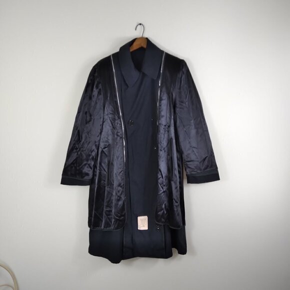 Y2K  Black Trench Coat Made In USA For Military Zip Out Lining Stylish Sz 38XS - Picture 11 of 15